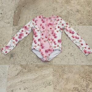 Submarine Pink Floral Kids Swim One Piece